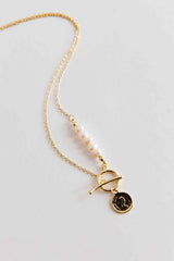 Meliza Pearl & Coin Necklace Gold