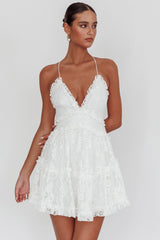 Laney Low Back Cami Strap Dress Lace White