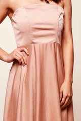 Mia Strapless A-Line Midi Dress Mocha