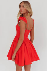 Morning Meadows Button Front Mini Dress Red