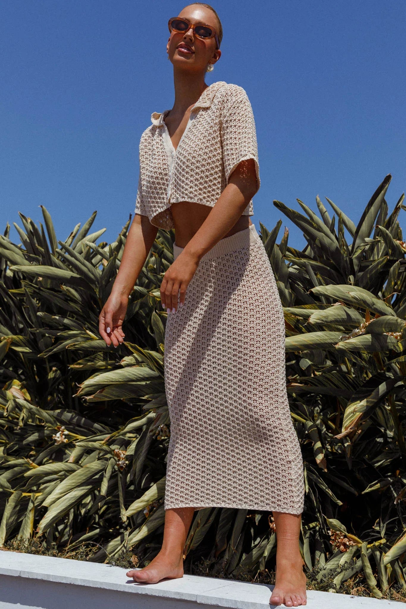 Summer Sunset Crochet Maxi Skirt Oat