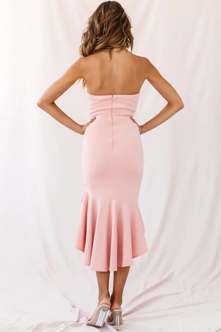 Prom Queen Bandeau Midi Dress Blush