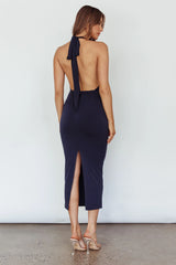 Caden Backless Halterneck Dress Navy