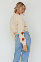 Lighthouse Flower Accent Sweater Cream