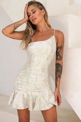Eiza One Shoulder Sequin Embellished Dress Gold
