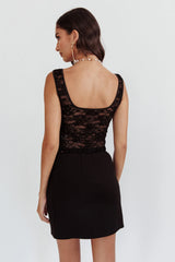 Sheera Lace-Up Corset Top Lace Black