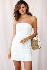 Whitley Embroidered Bandeau Dress White