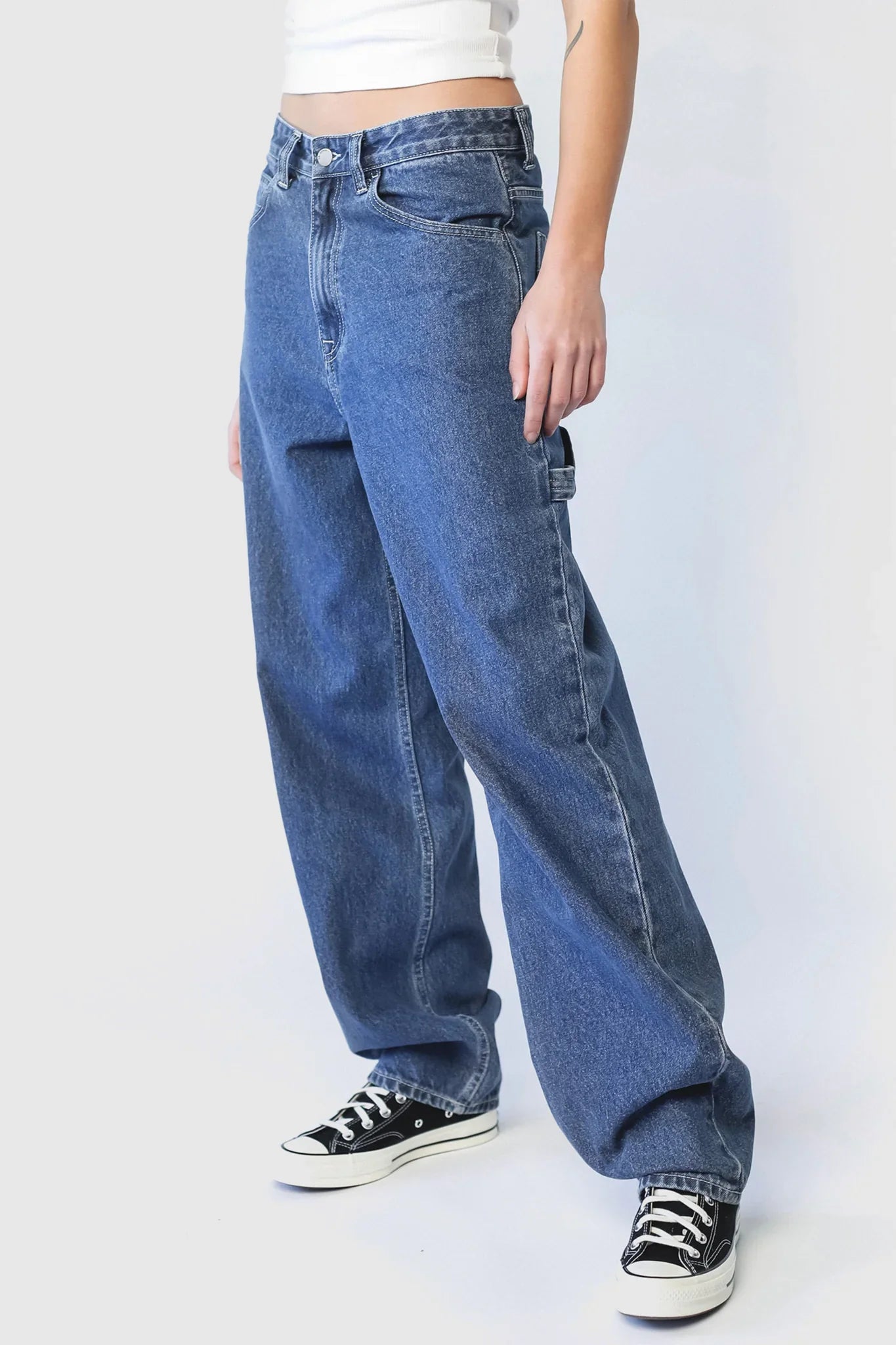 DR DENIM Faye Worker Pebble Mid Stone