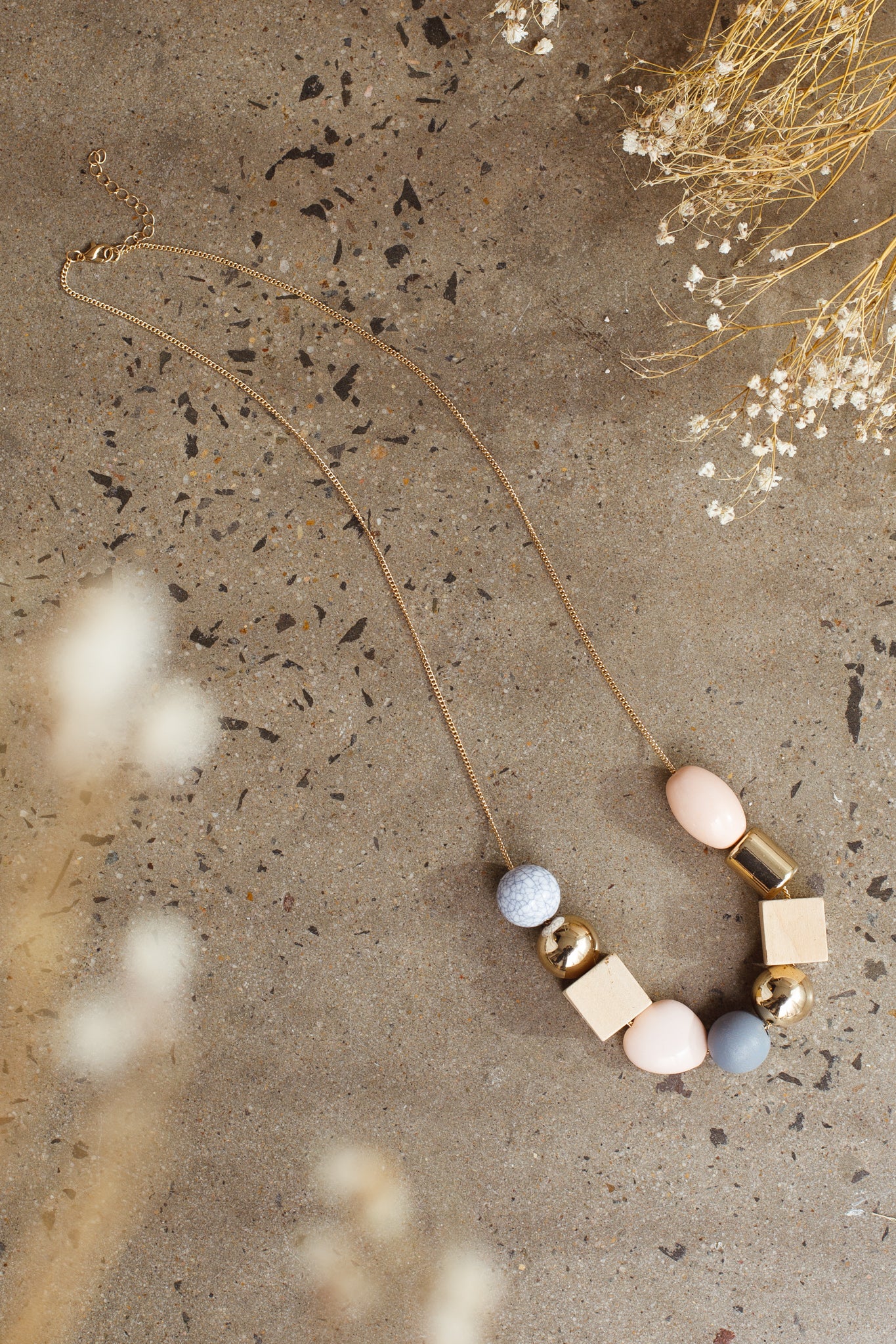 Imogen Mix Bead Necklace Pink
