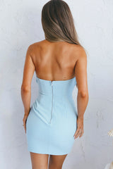 Tivoli Strapless Gathered Bust Mini Dress Blue