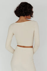 Lauryn Lace Bust Long Sleeve Top Beige