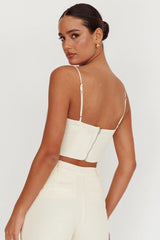 Breathless Straight Neck Cropped Top Oat