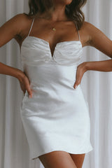 It's Poetic Gathered Bust Mini Dress White