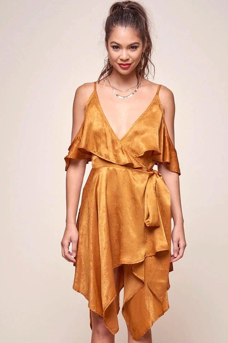 Darby Manhattan Off The Shoulder Dress Tan
