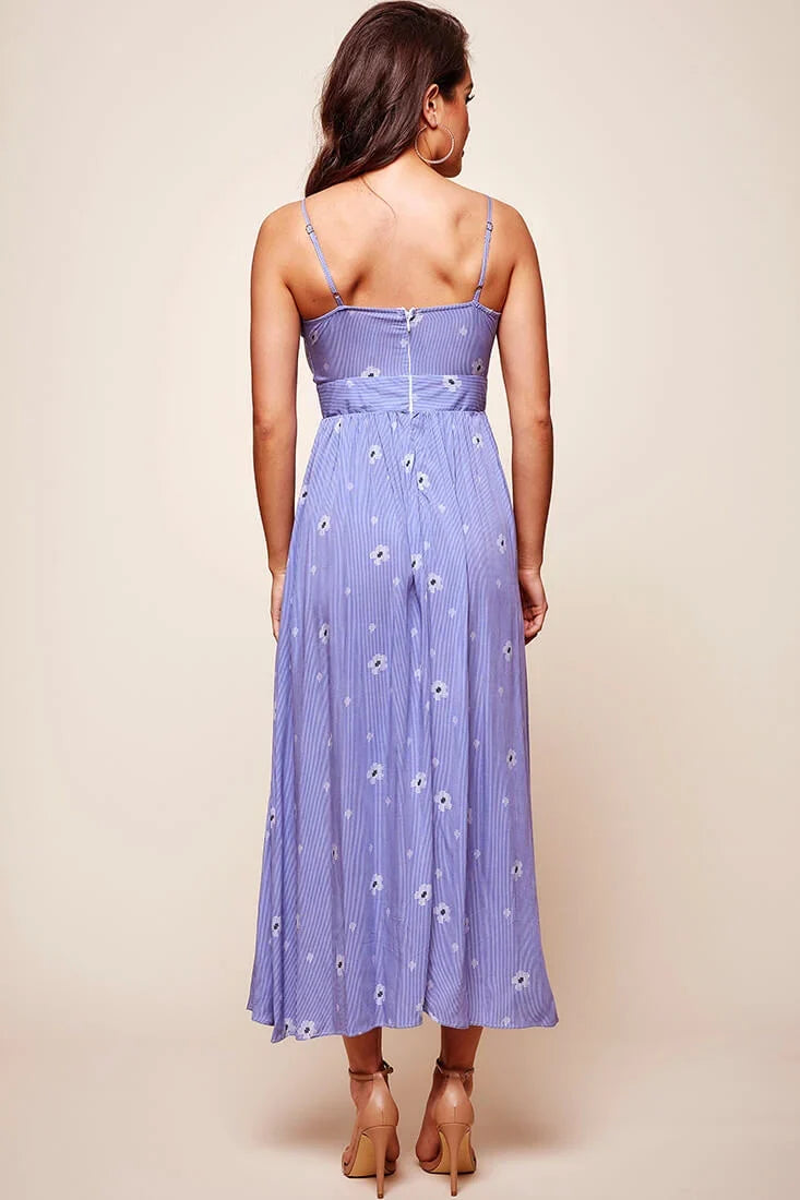 Kiki Thin Stripe Maxi Dress Light Blue