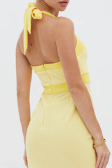 Canary Islands Halterneck Midi Dress Yellow