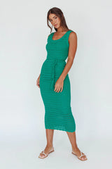 Wander Lust Crochet Midi Dress Green
