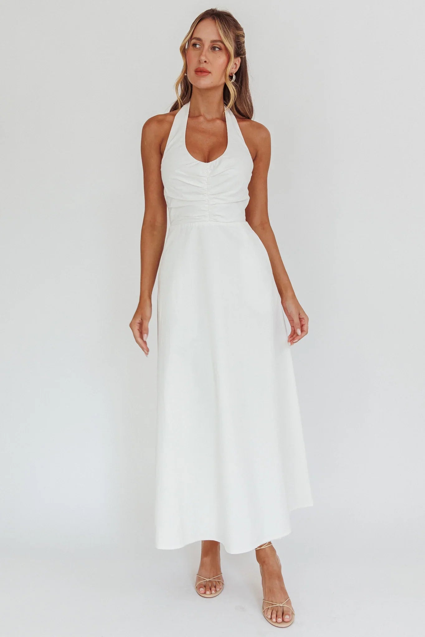 Can't Compete A-Line Halter Maxi Dress White