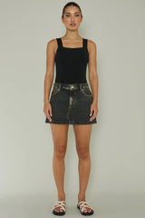 High Time Square Neckline Leotard Black