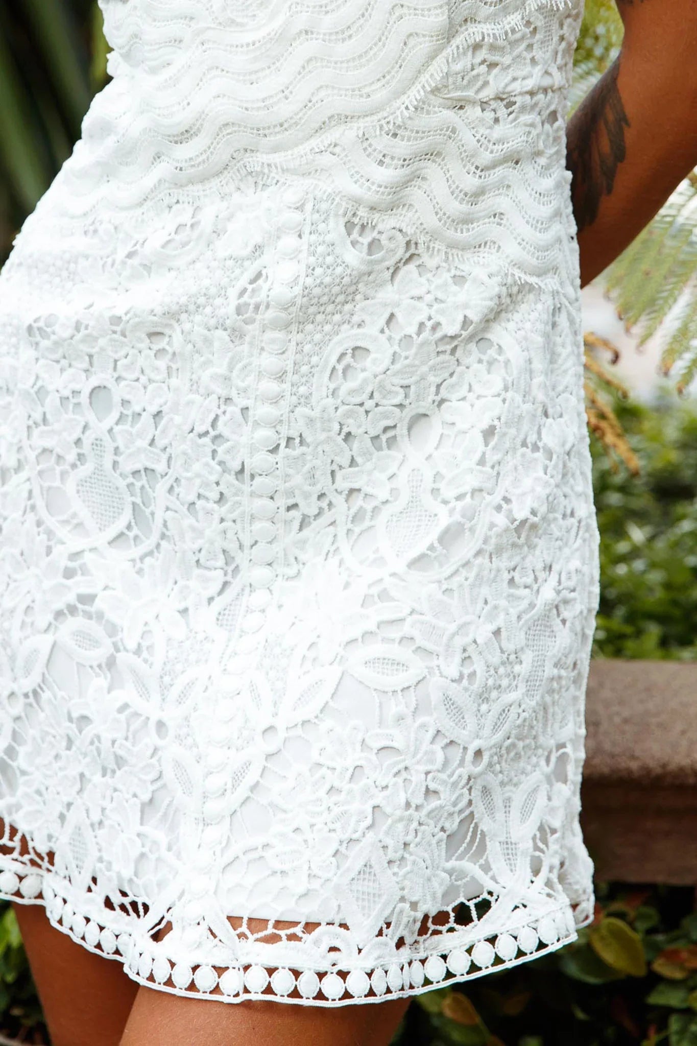 Zahara Lace Overlay Thin Strap Mini Dress White