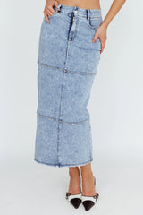 Thalia Pocket Midi Skirt Denim