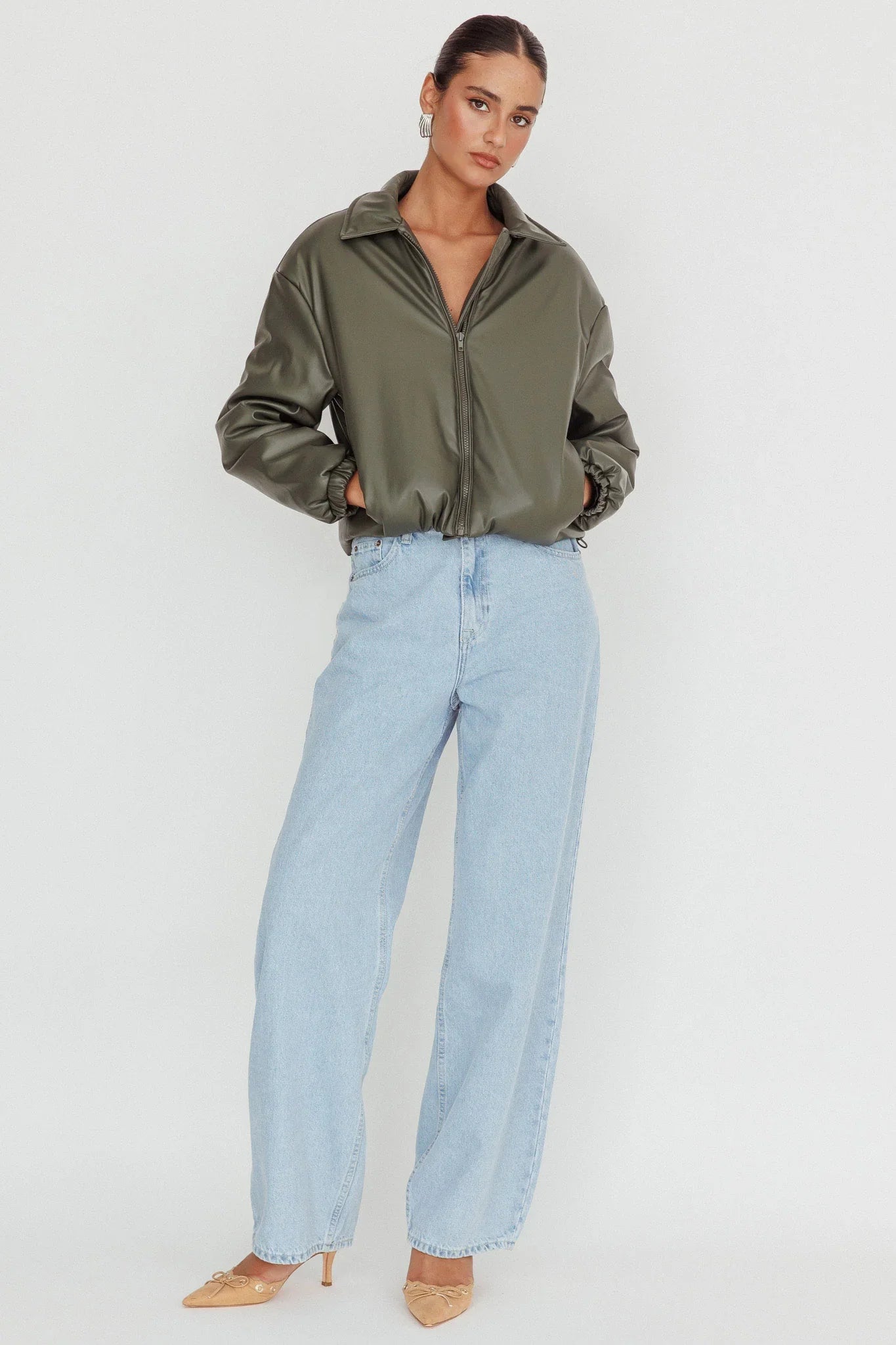 Faroe Drawstring Waist Puff Jacket Green