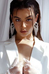 Kate Diamante Kite Drop Earrings Silver