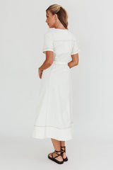 Aspen Love Front Pocket Midi Dress White
