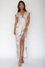 Jannet Keyhole Back Maxi Dress Floral Apricot