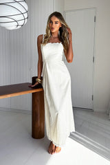 Montego Bay Ric Rac Strap Maxi Dress Oat