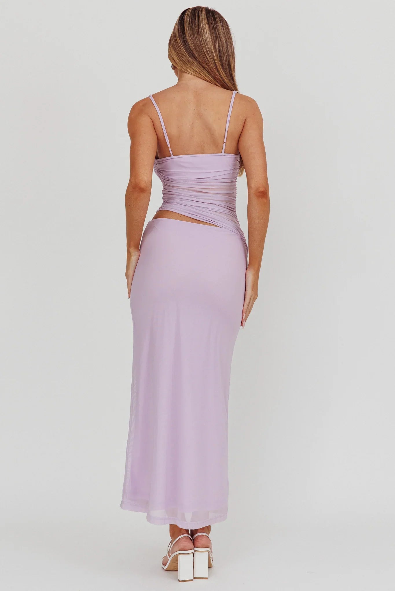 Lorely Gathered Bodice Maxi Dress Lilac