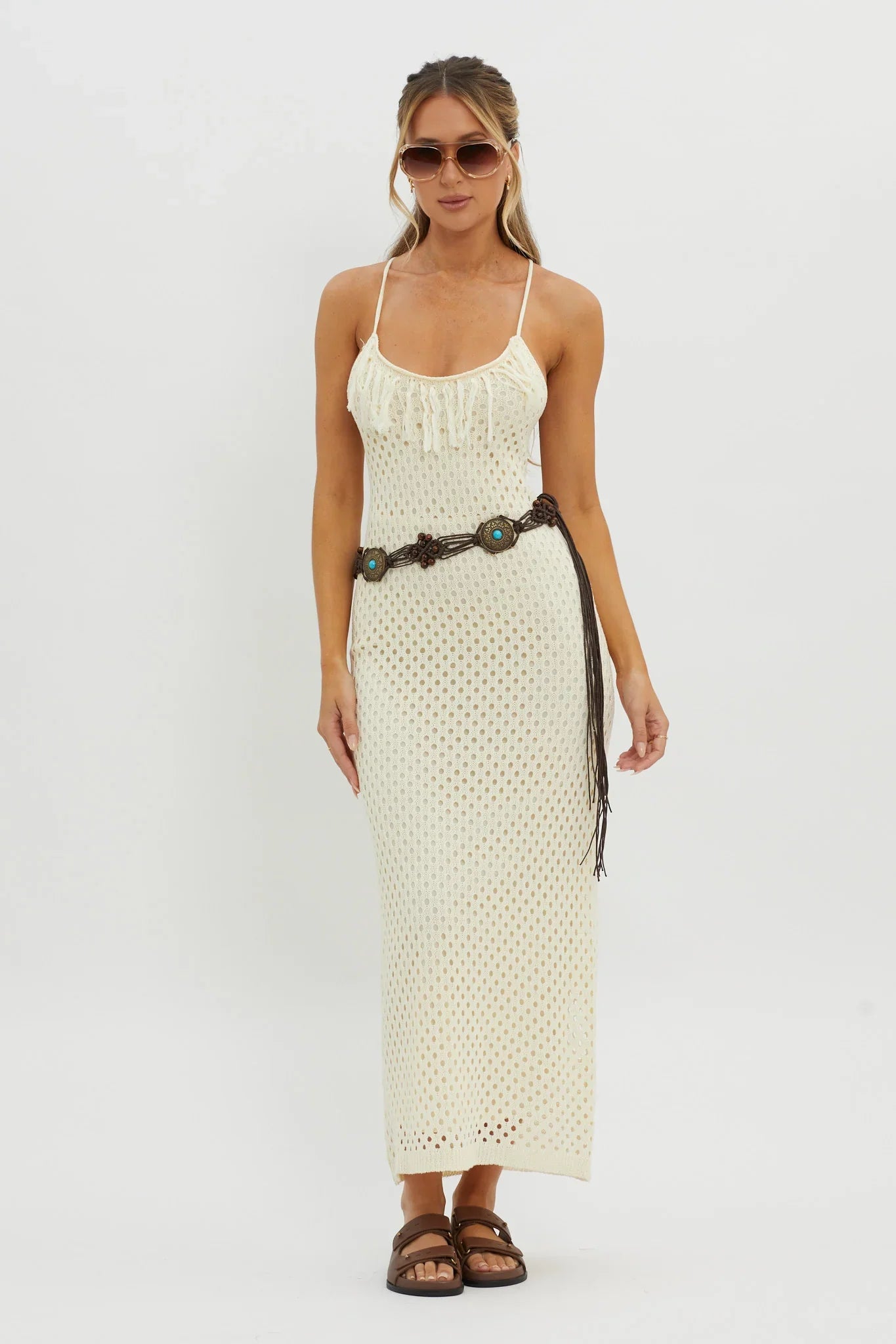 Midwest Fringe Boho Belt Brown