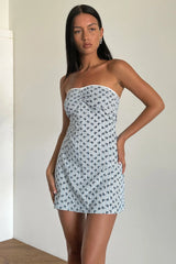 Javaya Bandeau Mini Dress Blue Stripe