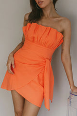Sunkissed Faux Wrap Mini Dress Orange