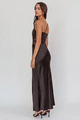 Tarly Lace Waist One-Shoulder Maxi Dress Black