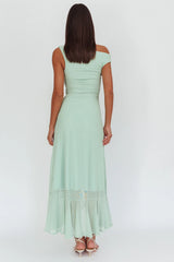 Moonlit Magic Asymmetric Neckline Maxi Dress Sage