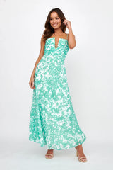 Huda U-Wire Bust Low Back Maxi Dress Green