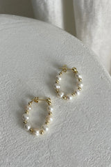 Dream Time Pearl Hoop Earrings Gold