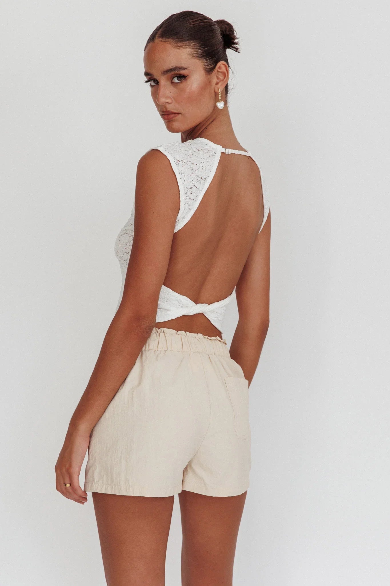 Eka Drawstring Mini Skort Cream