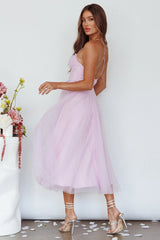 Smitten Sweetheart Neckline Chiffon Midi Dress Orchid