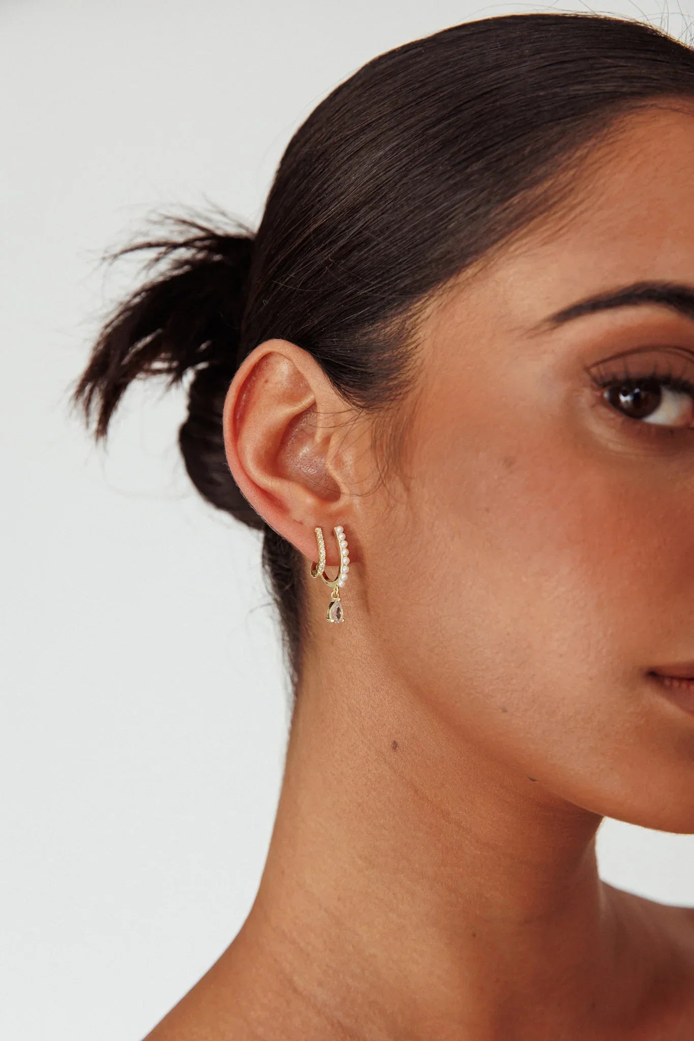 Dawn Double Pierce Illusion Earrings Gold