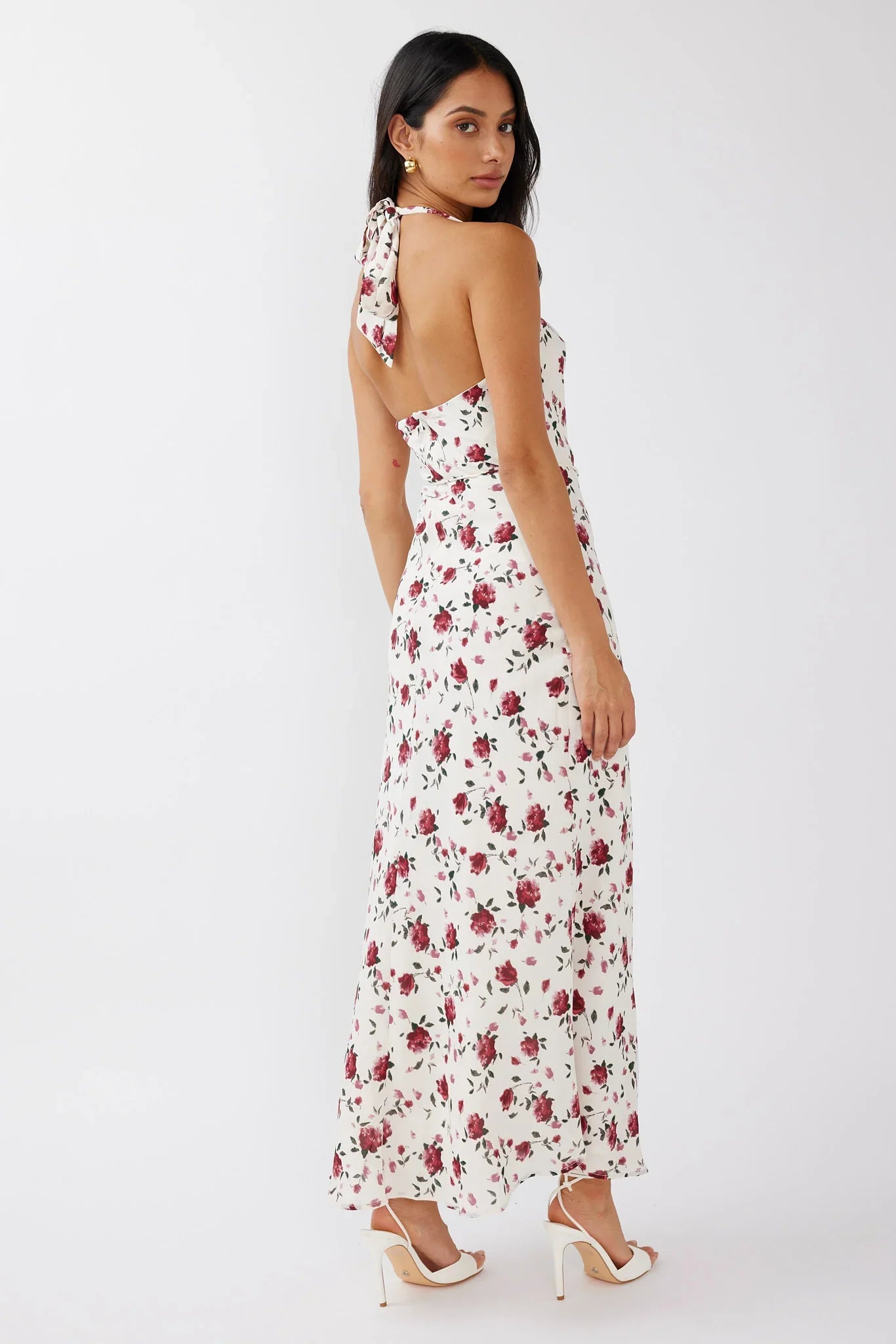 Love's Kiss Cowl Halterneck Maxi Dress Rose