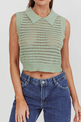 Daithi Collared Sleeveless Knit Top Mint