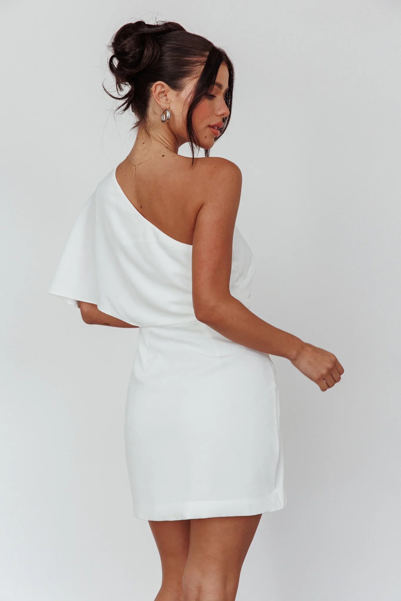 Lironne One Shoulder Mini Dress Off White