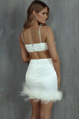 Showstopper Feather Trim Skirt White