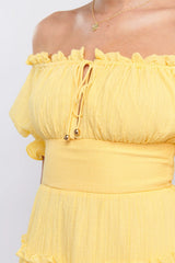 Everley Puff Sleeve Mini Dress Lemon