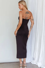 Mystic Diamante Neckline Midi Dress Black