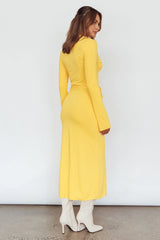 Eastcoast Collared Placket Midi Dress Yellow