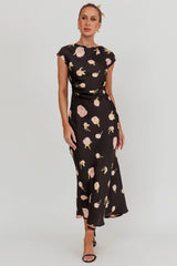 Loveland Floral Print Cowl Back Maxi Dress Oyster