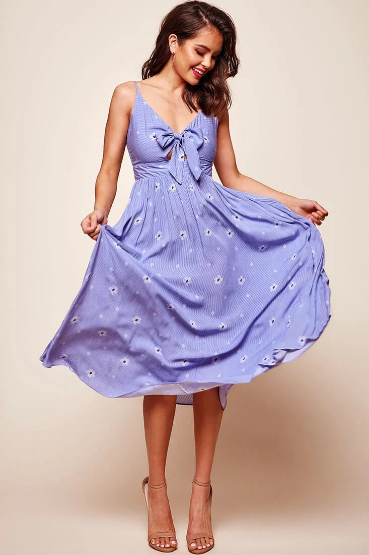 Kiki Thin Stripe Maxi Dress Light Blue